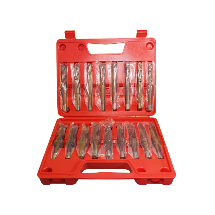 17Pcs Large Size Inch Titanium Silver and Deming Reduced Shank HSS Drill Bit Set