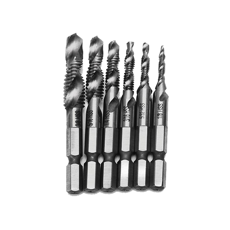 6Pcs Machine Use HSS Combination Drill and Taps Set for Metal Drilling Tapping Countersink