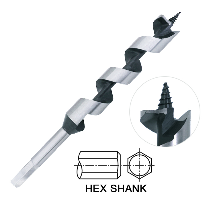 Hex Shank Screw Point Self Feed Wood Auger Drill Bits 