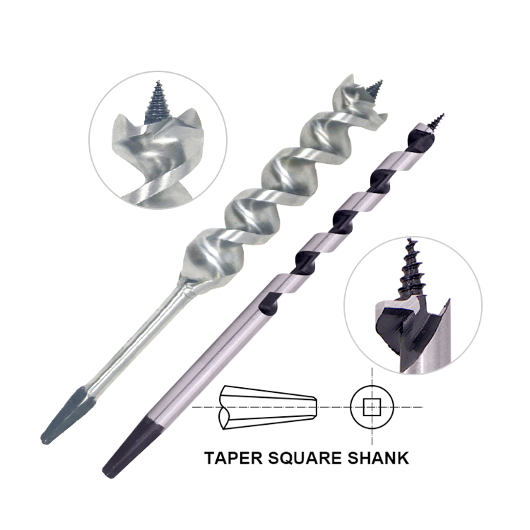 Jennings Pattern Taper Square Shank Hand Brace Wood Auger Drill Bit