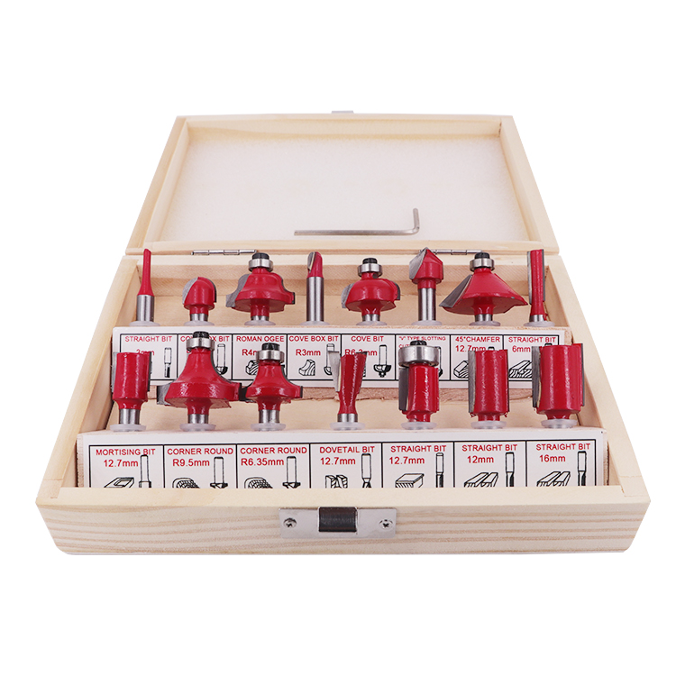 15Pcs Tungsten Carbide Wood Router Bit Set for Woodworking