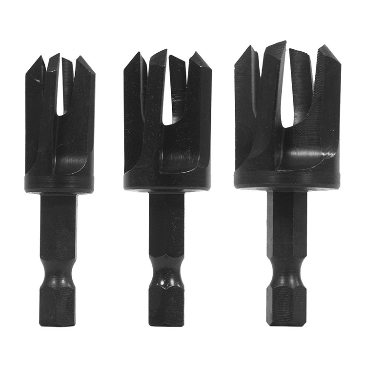 3PCS Impact 1/4 Hex Shank Claw Type Wood  Plug Cutters Set for Making Plug