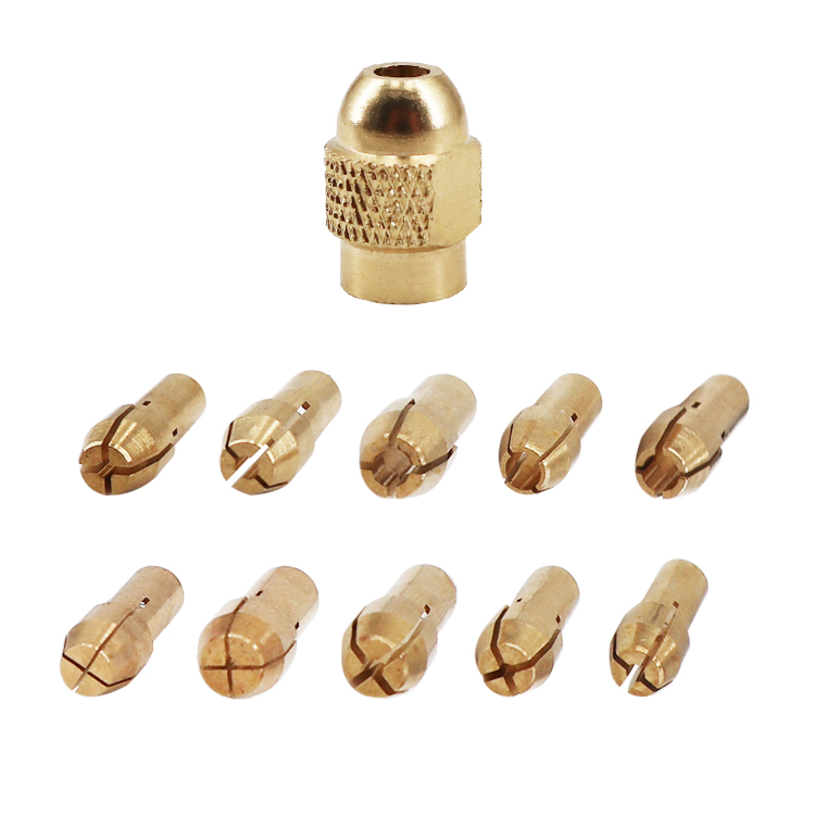 11Pcs Mini Brass Copper Drill Chuck Collet Bit Set