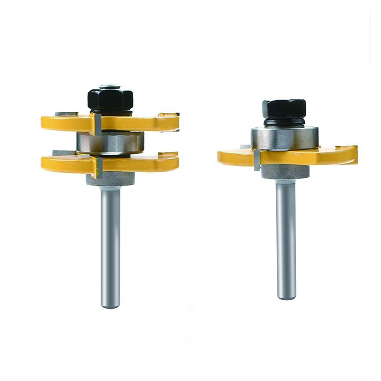 2Pcs  1/4 Inch Shank Tungsten Carbide Tipped Tongue and Groove Wood Router Bit Set for Woodworking