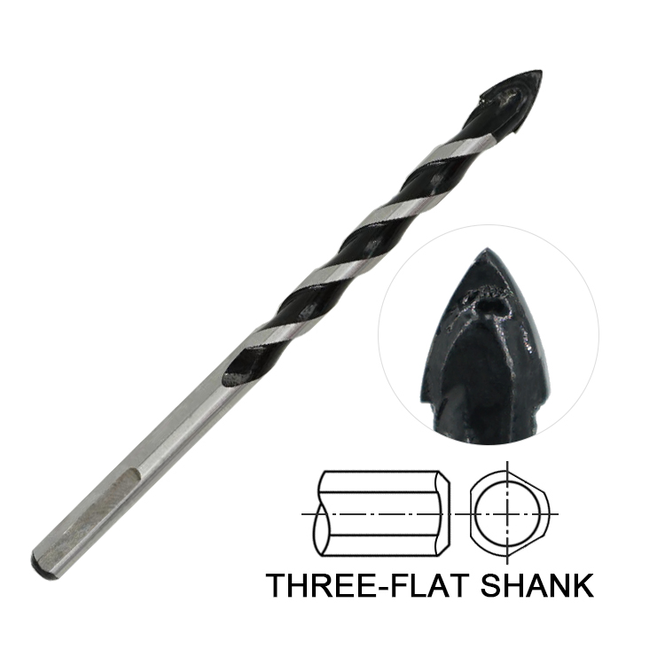 Black & Bright Triangle Shank Carbide Tip Multi Material Drill Bit 