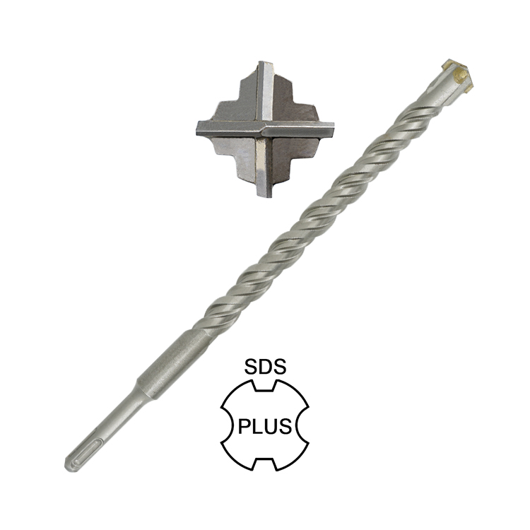 Carbide Cross Tip 4 Cutters S4 Flute SDS Plus Hammer Drill Bit 