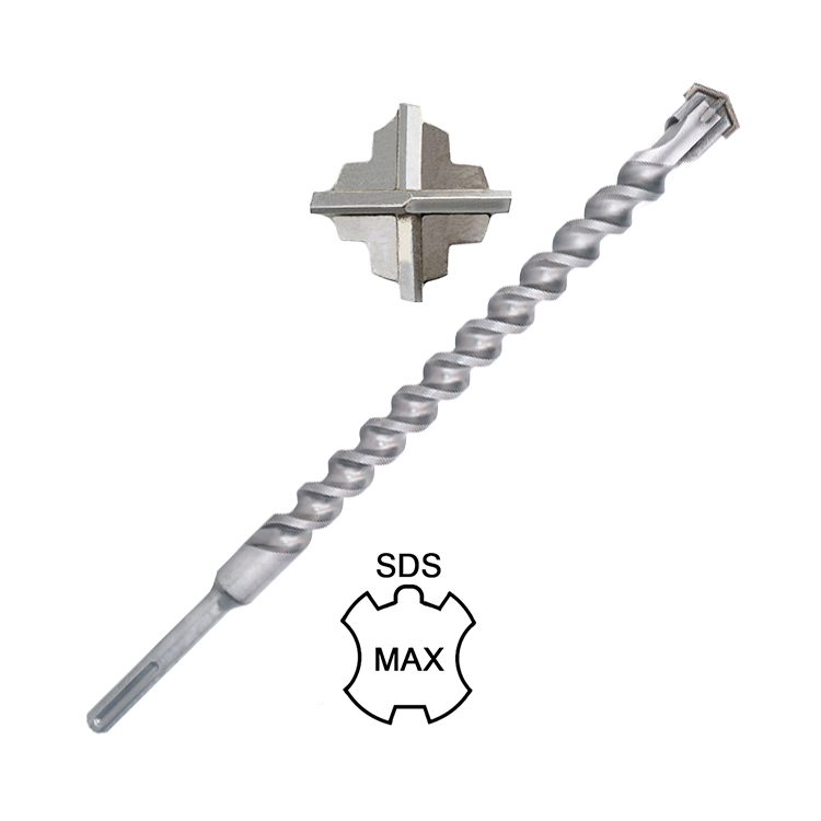 Carbide Cross Tip 4 Cutters U Flute SDS Max Rotary Hammer Drill Bit