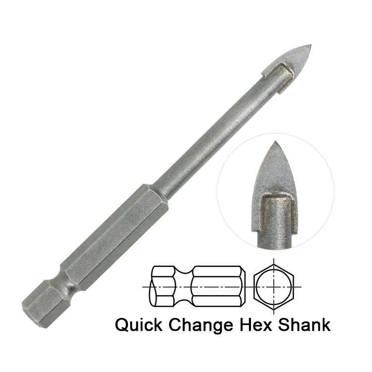Sand Blasted Hex Shank Single Carbide Tip Glass Drill Bit Lowes 