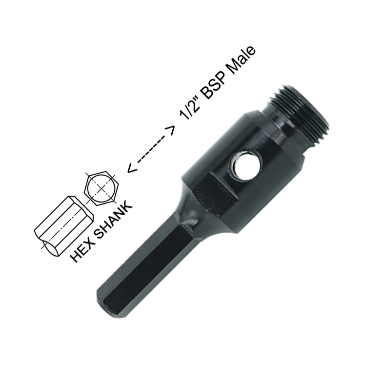 Hex Shank to 1/2 BSP Male Thread Adapter for Diamond Core Drill Bit