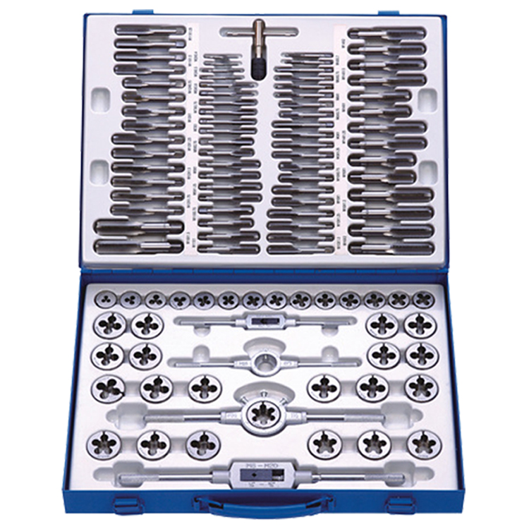 110Pcs  Alloy Steel  Hand Use Tap and Die Set for Steel Screw Thread Tapping and Cutting in Metal Box