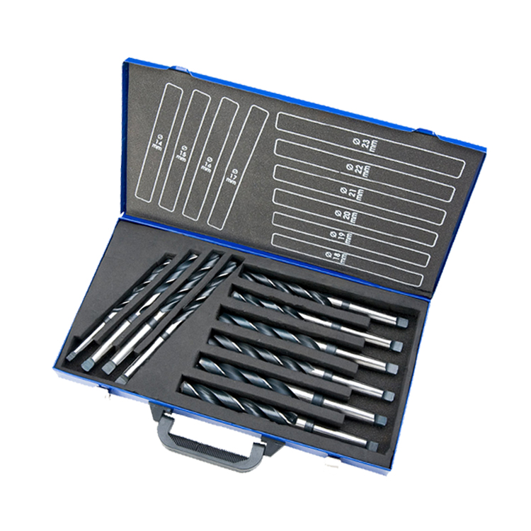 10 Pcs HSS Black Oxide DIN345 Taper Shank Drill Bits Set 