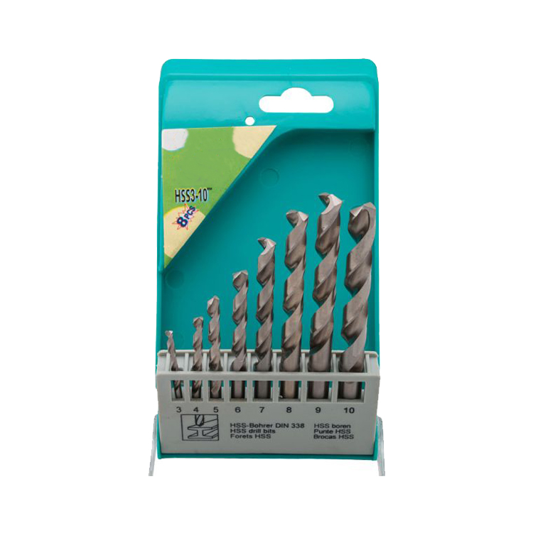 8Pcs Metric DIN338 Bright HSS Drill Bit Set