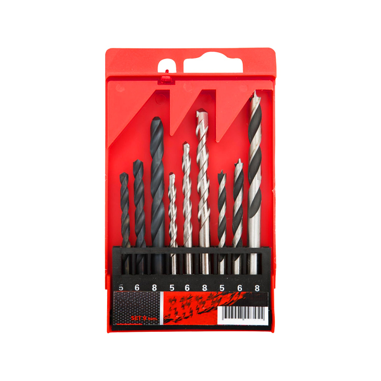 9Pcs Metric Combination Drill Bit Set in Plastic Box