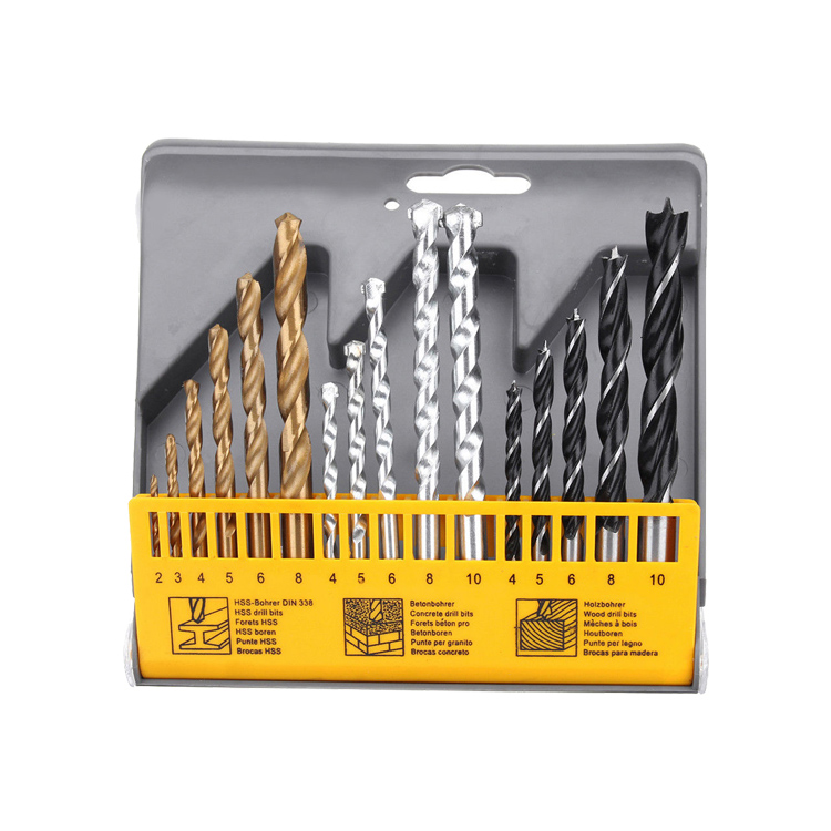 16Pcs Metric Combination Drill Bit Set in Plastic Box