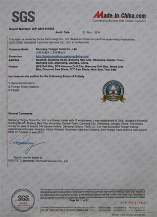 SGS Certificate