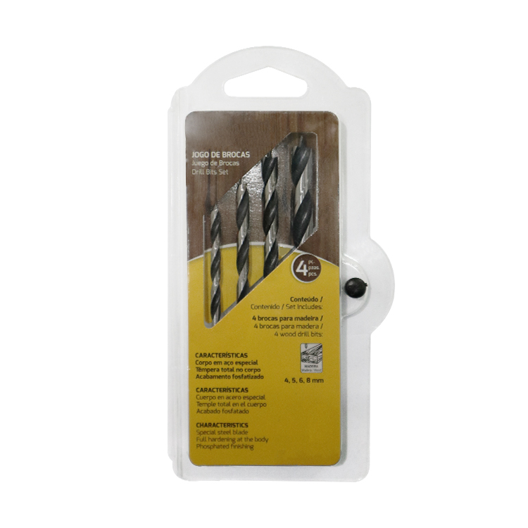 4Pcs HCS Edge Ground Wood Brad Point Drill Bit Set