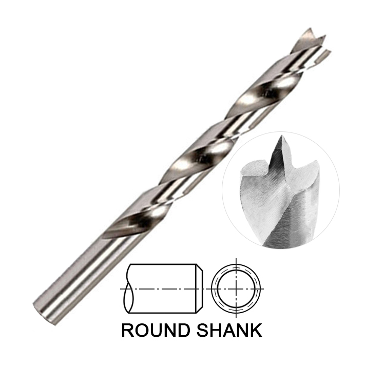 HSS Fully Ground Wood Brad Point Drill Bit for Wood Precision Drilling