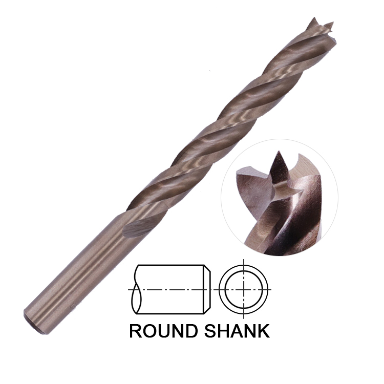 HSS Fully Ground Tri-Flute Wood Brad Point Drill Bit