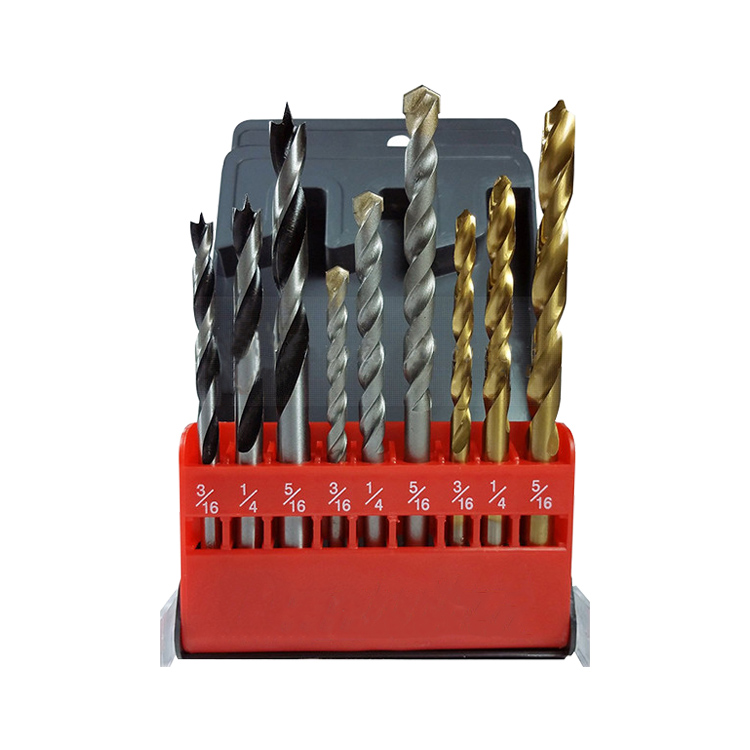 9Pcs Inch Combination Drill Bit Set in Plastic Box