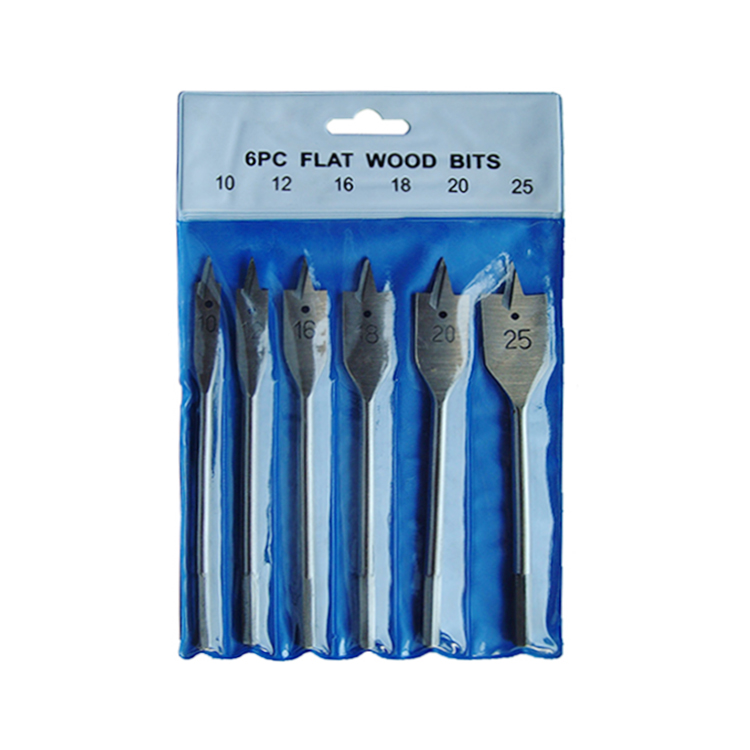 6Pcs Hex Shank Flat Wood Spade Drill Bit Set in PVC Pouch