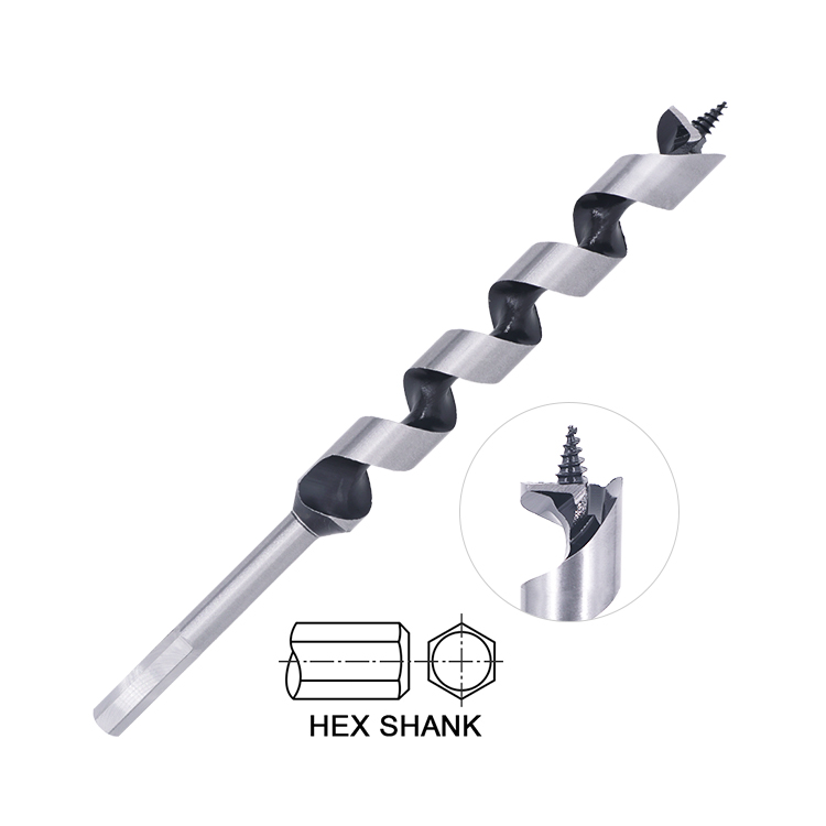 Hex Shank Single Flute Wood Auger Drill Bit without Stem for Wood drilling