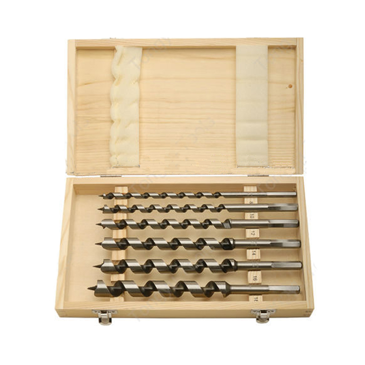 6Pcs Small Sizes 230mm Hex Shank Wood Auger Drill Bit Set in Case