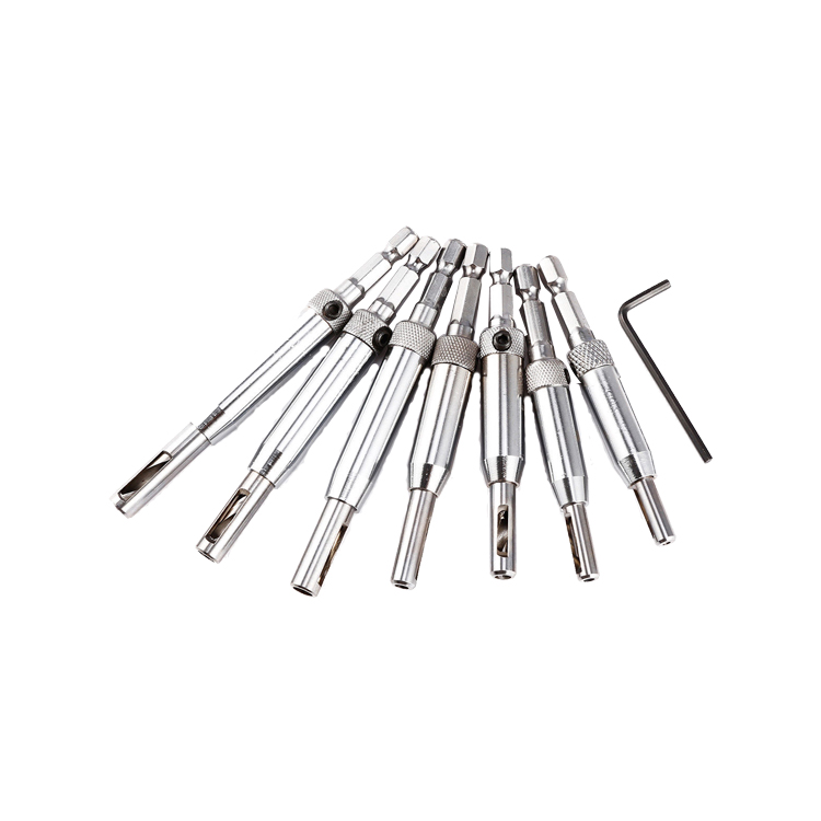 7Pcs Hex Shank Self Centreing Cabinet Hinge Drill Bit with Hex Wrench