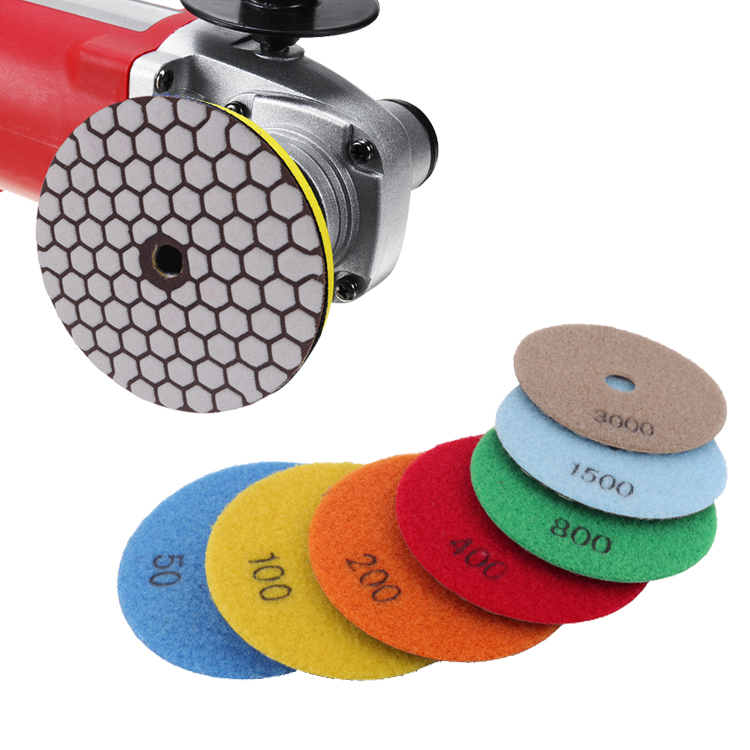 7Pcs Set of 4 Inch Dry Use Diamond Flexible Polishing Pads