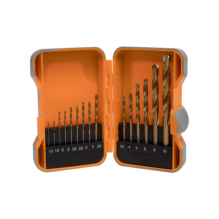 15Pcs Metric Polished Titanium HSS Drill Bit Set for Metal Stainless Steel Aluminium PVC Drilling in 