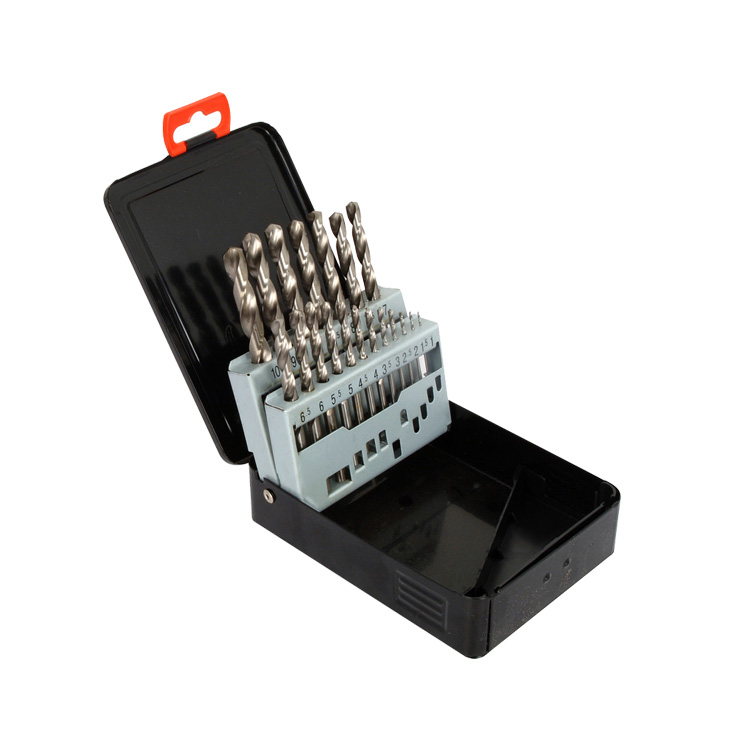 19 Pcs Metric DIN338 Fully Ground HSS Drill Bits Set for Metal Steel Aluminium Drilling in Metal Box