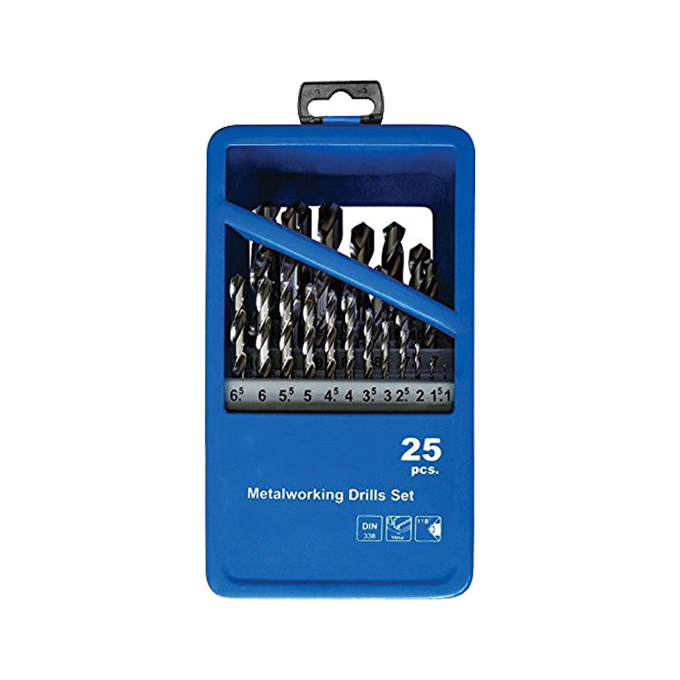 25 Pcs Metric Bright Finish Fully Ground HSS Twist Drill Bits Set in Metal Box