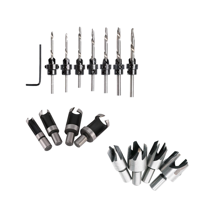 15 PCS Wood Countersink Drill Bit and Wood Plug Cutter Set for Making Plug