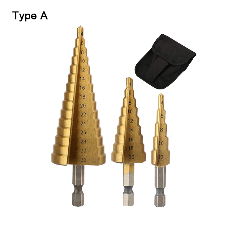 HSS Titanium Cone Step Drill Bit Set for Metal 