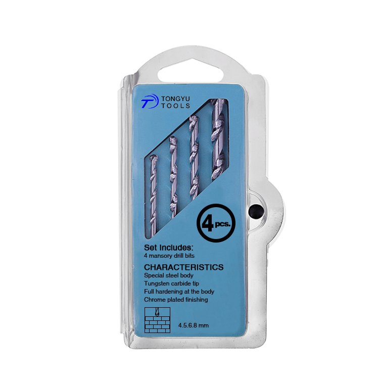 4Pcs Chrome Plated Carbide Tipped Masonry Drill Bit Set 