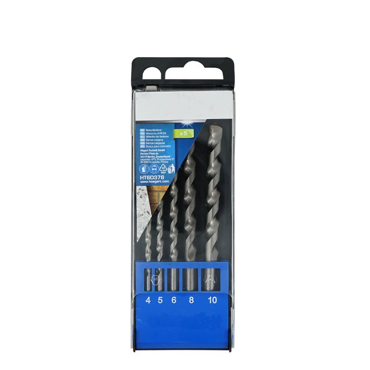 5Pcs Sand Blasted Carbide Tipped Masonry Drill Bit Set 