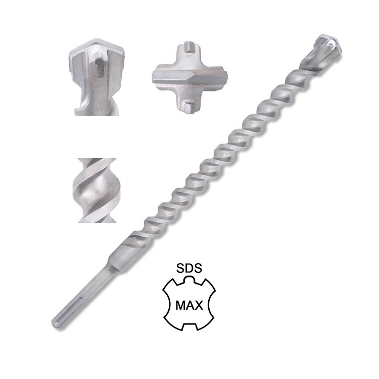 Carbide Cross Head Tip U Flute SDS Max Rock Drill Bits for Rock and Hard Natural Stone Drilling