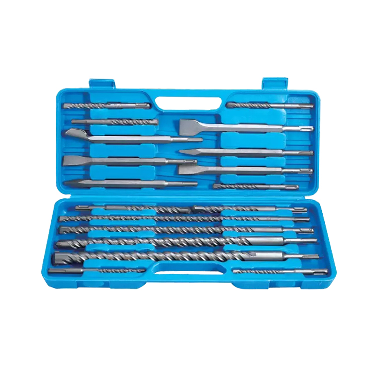 18Pcs SDS Plus Drill Bit and SDS Chisel Set in Plastic Box