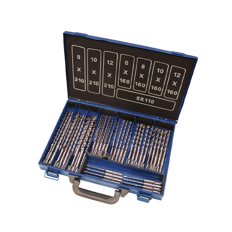 50Pcs SDS Plus Hammer Concrete Drill Bit Set in Metal Box