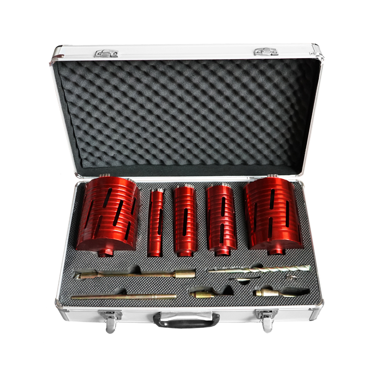 11Pcs Red Diamond Core Drill Bit Set in Box for Brick Wall Asphalt Reinforced Concrete